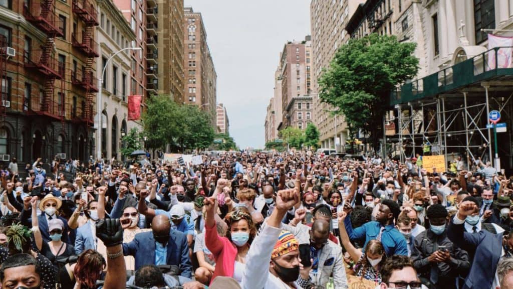 Protesters march in New York City against police brutality